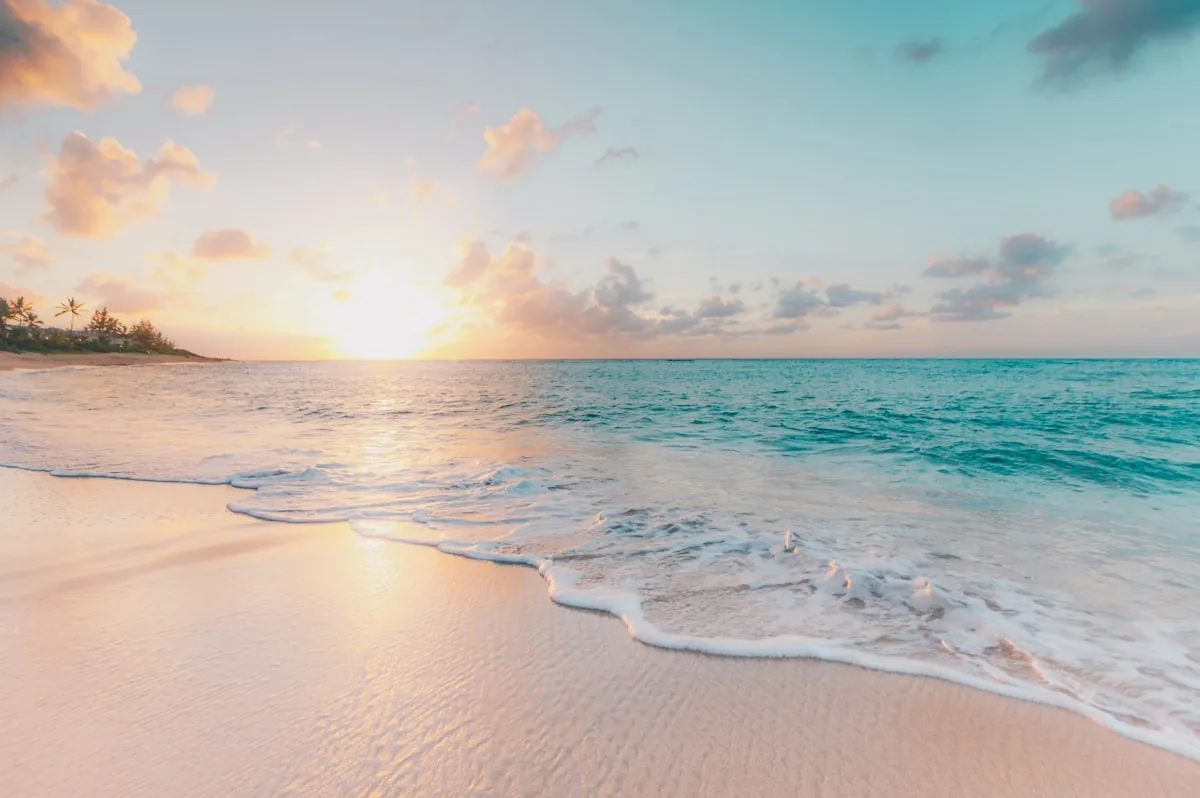 Vue aérienne d'une plage paradisiaque